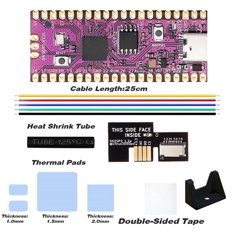 Kit de placa para Raspberry Picoboot + Placa de desarrollo de memoria Flash SD2SP2 RP2040 de doble núcleo 264KB SRAM + 16MB