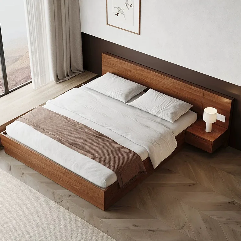 

Modern Home Furniture Bedroom Set Storage Queen Bed Frame Nordic Style Multifunctional Tatami King Size Wooden Beds