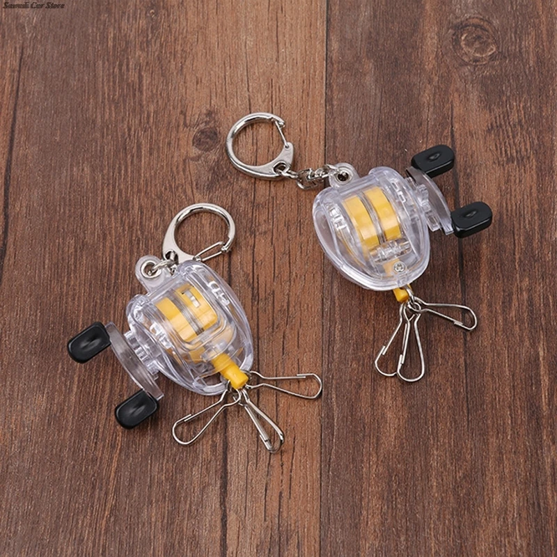 1pc Retractable Small Fishing Reel Key Chain, Multifunctional Portable Fishing Coiled Lanyard Key Ring, Car Key Accessories