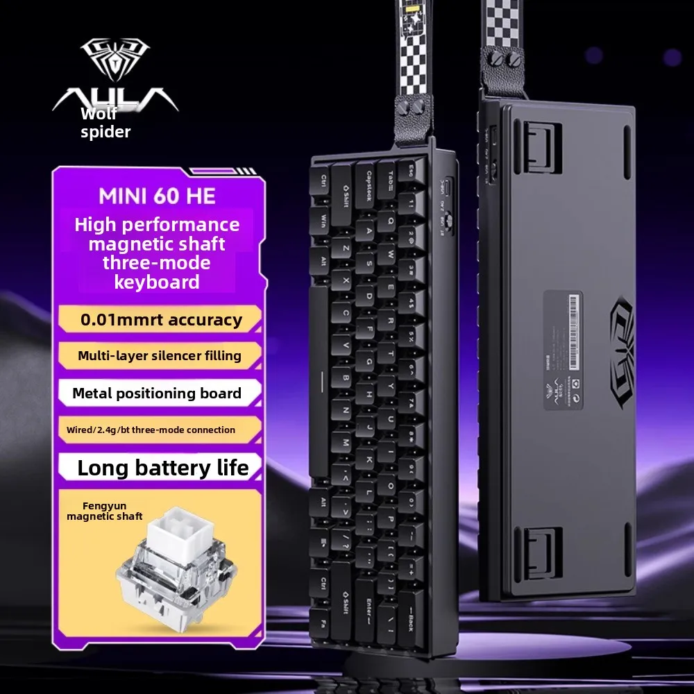 AULA MINI60HE three-mode magnetic axis keyboard mechanical gaming keyboard high performance e-sports FPS low latency 8KHz RGB