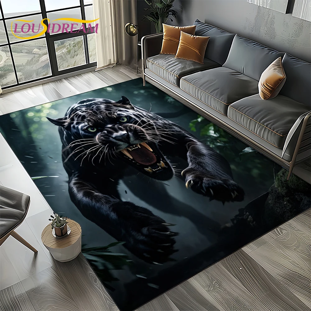 

Fierce Tiger Lion Leopard Beast Animal Wildlife Cartoon Carpet Rug for Living Room Bedroom Sofa Decoration,Non-slip Floor Mat