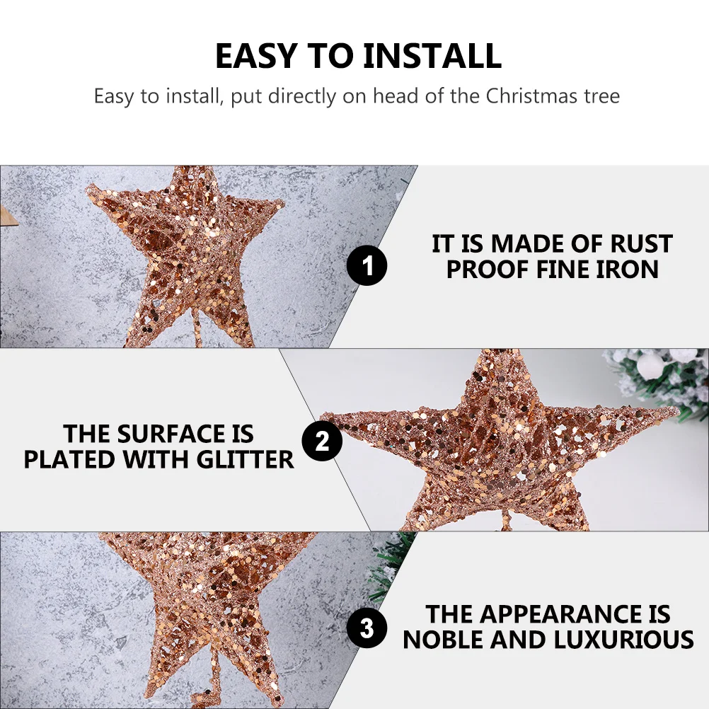 

1Pcs Christmas Star Topper Decorative Tree Ornament Sturdy Iron Material Holiday Party Decor DIY Christmas Accessories