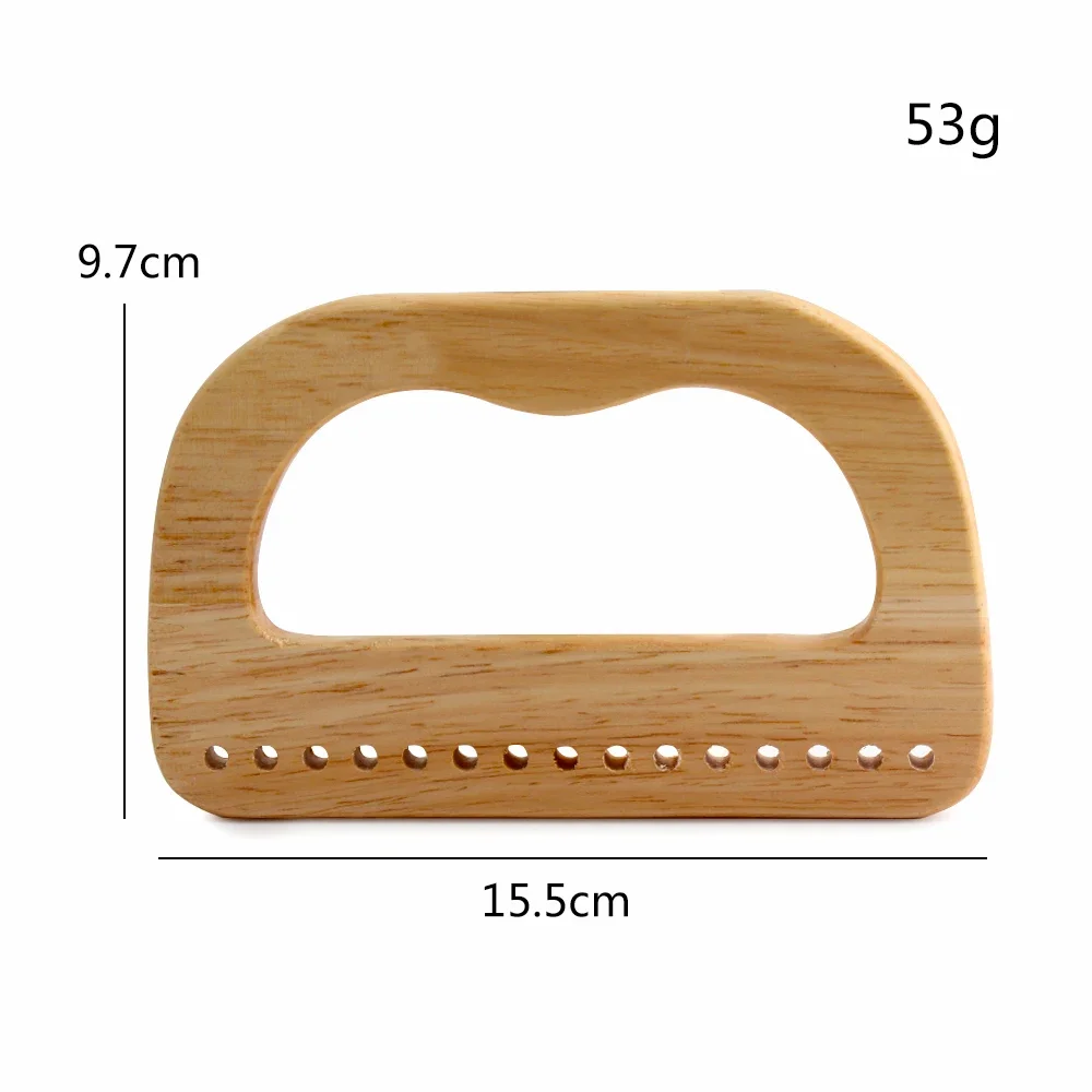 2/6/20PCS Rectangular/Circle Shape Natural Hole Wooden Straw Bag Handle For Weave Bag Shoulder Purse Frame Beach Bag Accessories