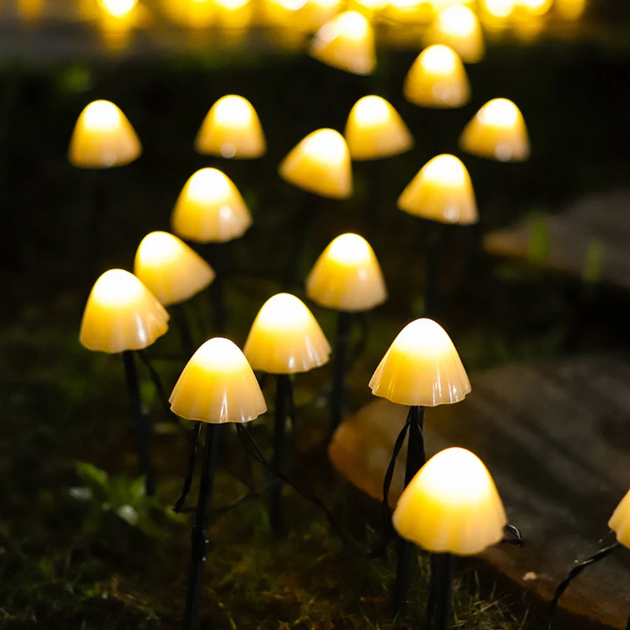 Solar lawn light, LED color light, outdoor plug-in mushroom light string, atmosphere light, courtyard light