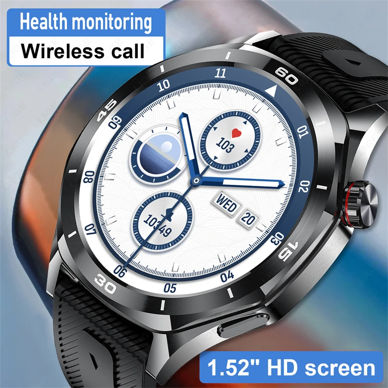 LIGE Men Smartwatch For Men Smart Watch Military Outdoor Sport AMOLED Screen Fitness Waterproof Watch Wireless Bluetooth Call