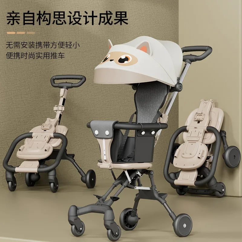 Baby Stroller Lightweight Foldable with One Click Baby Four-wheel Stroller Can Be Used for Two-way Outings Children's Stroller