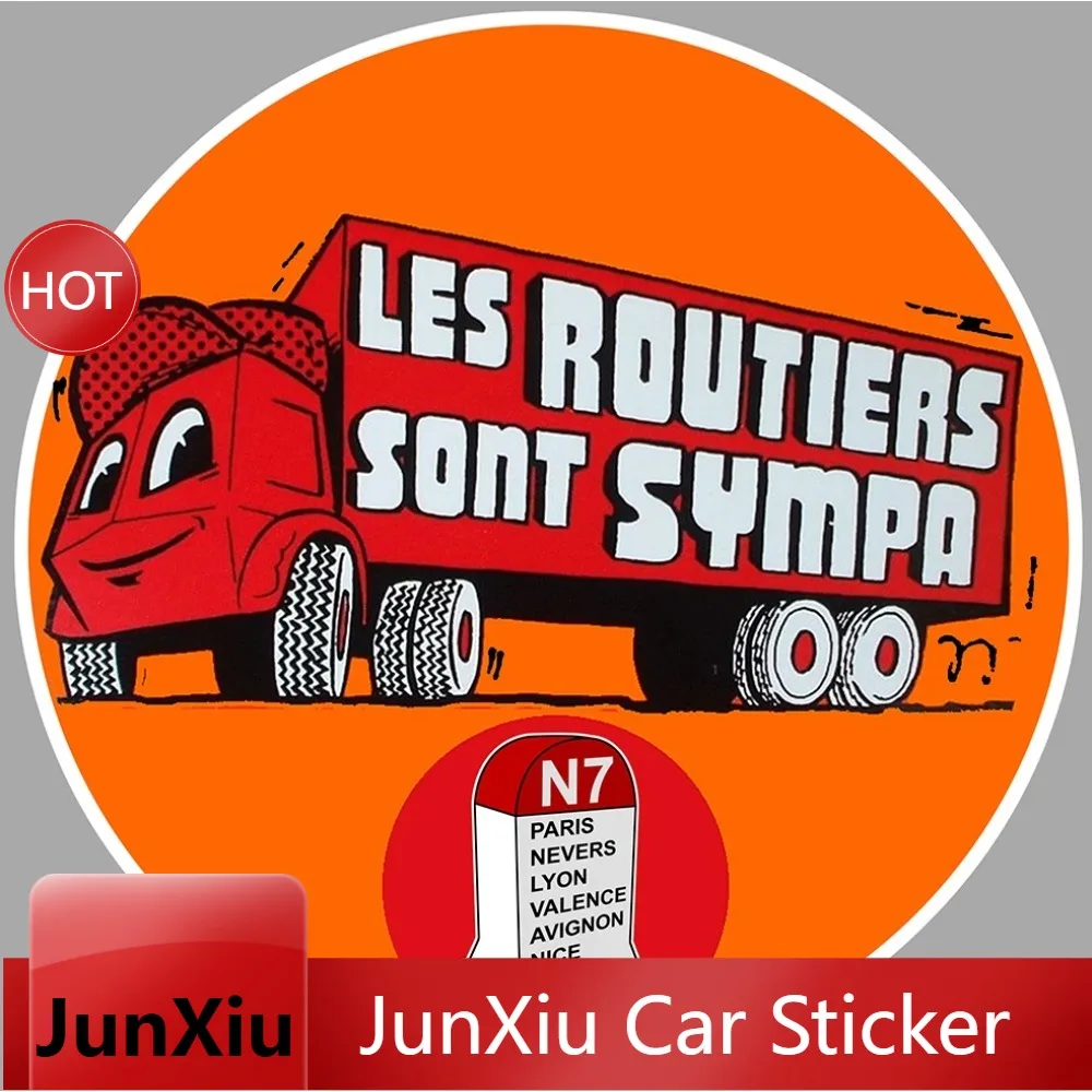 Autocollant en vinyle adhésif pour moto et casque, motif 'Les Routiers Sont Sympas', anti-rayures, inaltérable, couleur beige