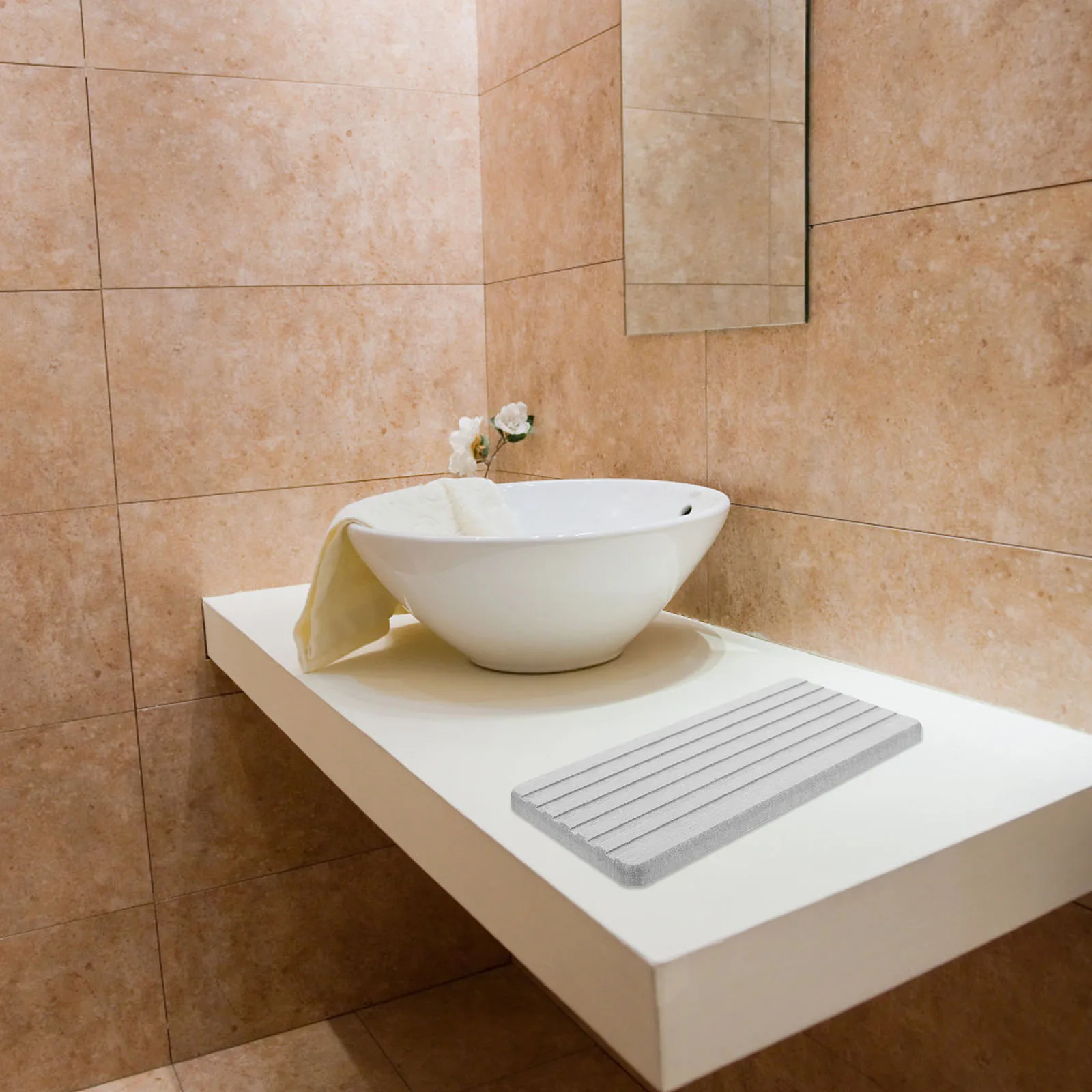 

Diatomite Absorbent Coaster White Countertop Cup Pad Bathroom Sponge Holder Washbasin Mats Kitchen Tray Water Mat Storage