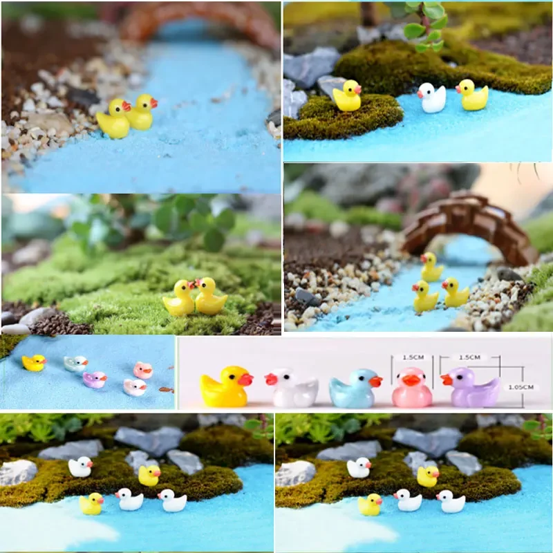 12pcs Ducklings Miniature Figurine Ornaments Micro Landscape Small Ornaments Ecological Bottle Props Garden Easter Decor