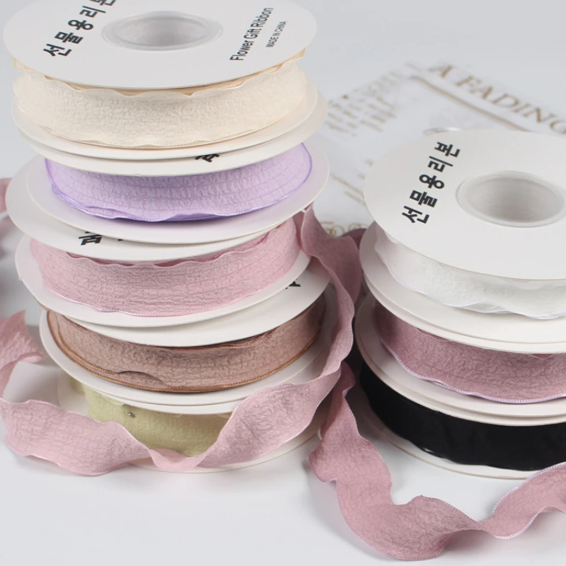 Nastro in poliestere stropicciato, fiocco per Bouquet, corda per rilegatura, confezione regalo, borsa floreale, filigrana, decorazioni natalizie, 2.5cm * 10 yarde