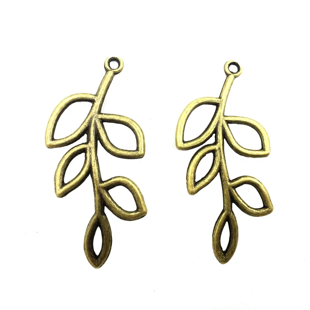 

10PCS Bronze Tone DIY Hollow Leaf Branch Charm Pendants 41mm Long Handicrafts Jewelry Earrings Making Accessories