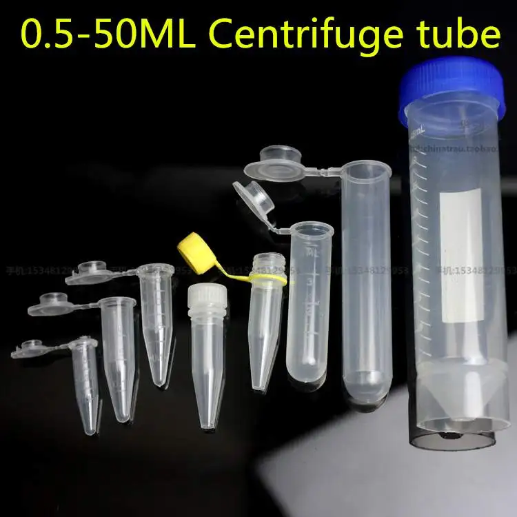 

medical Centrifuge tube 0.5 1.5 4 10 15 50ml Volume Plastic Bottles with Screw cap Transparent container Can legislate vials