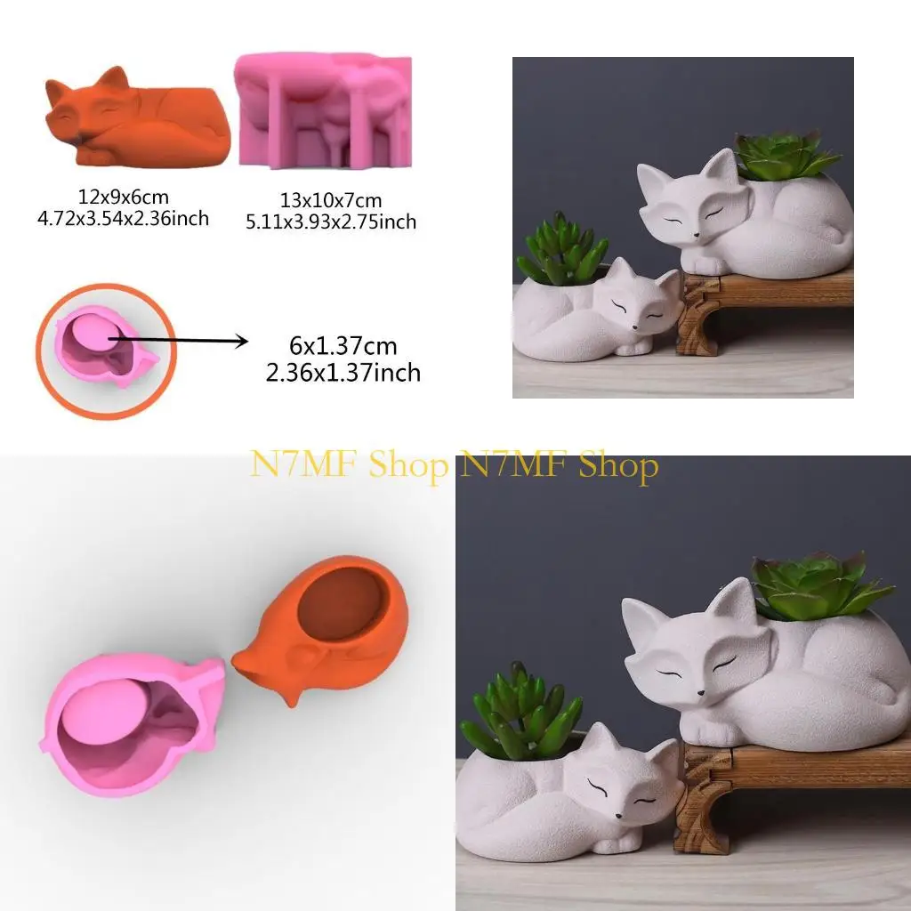 

N7MF Геометрическая маленькая лисинка гипсовая силиконовая формы для хранения формы для изготовления сочных растений горшок с