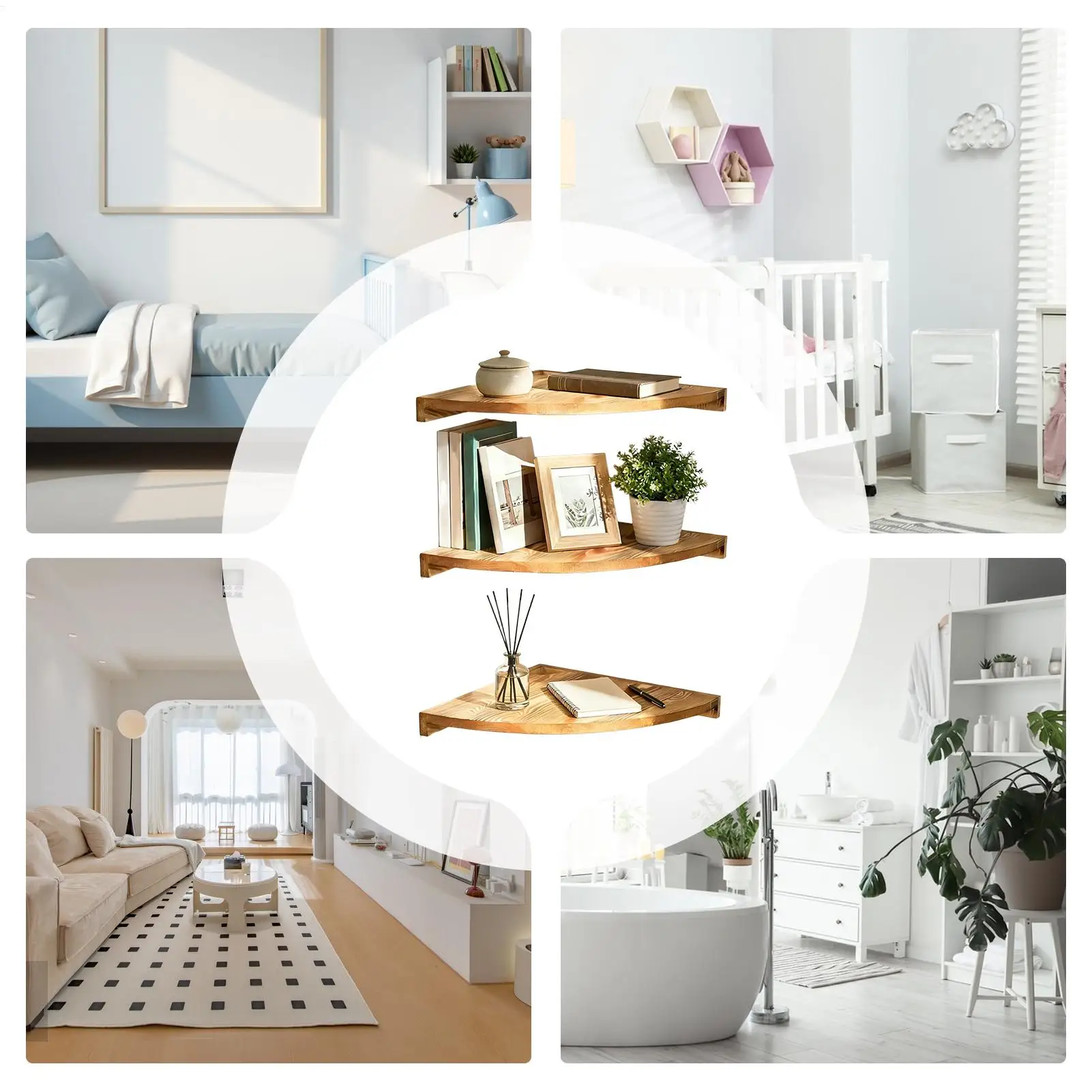 Floating Shelves For Wall Rustic Wall Mounted Plants Books Display Shelf Storage Display Shelves For Bedroom Kitchen Living Room