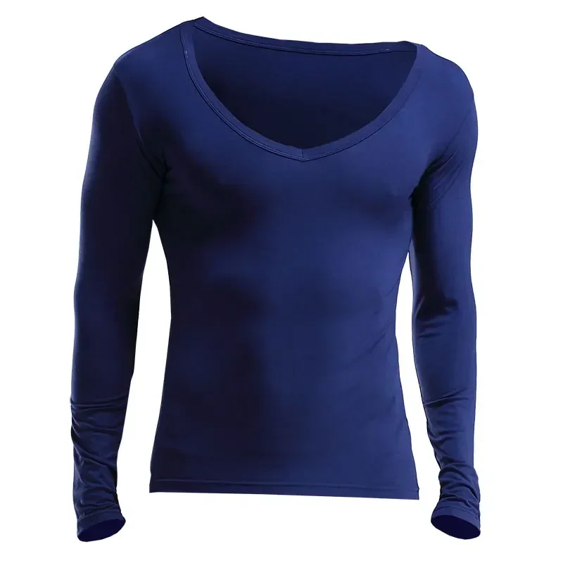 Men's Low-Neck Large-Neck V Neck Modal Warm Autumn Clothing Single-Piece Bottoming Shirt Cotton Sweater Thin Top Intimates