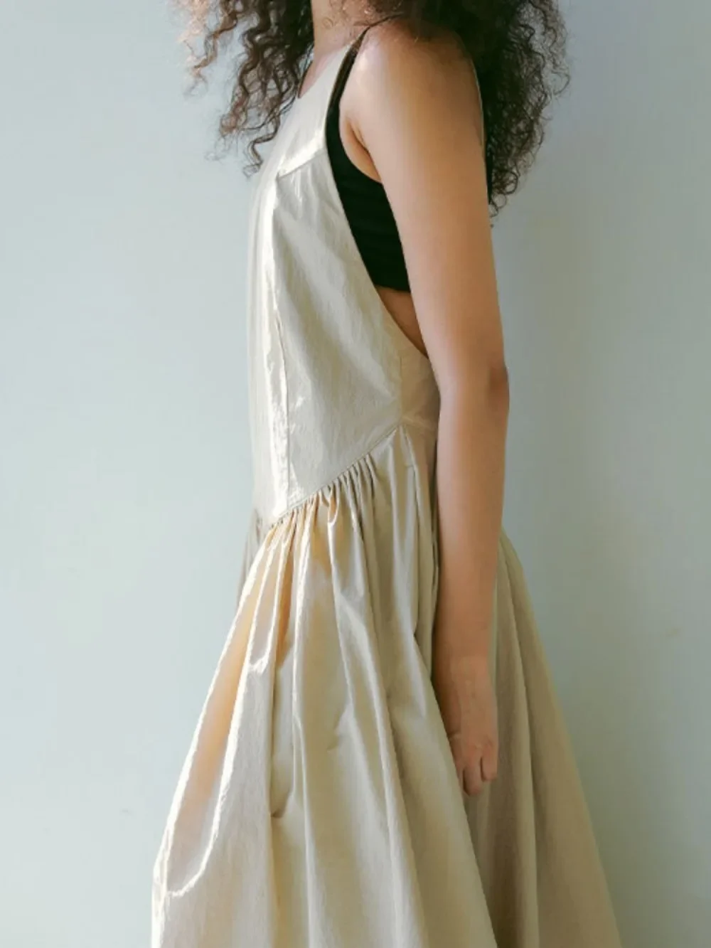 فستان Kuzuwata 2025 للعطلات الصيفية غير الرسمية متوسط الطول مثير بدون ظهر عتيق فساتين ضيقة يابانية كسول بسيط مكشكش على شكل حرف a #6