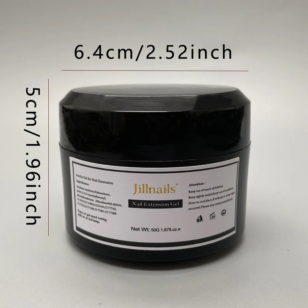 Jillnails Acrygel Hema Free Natural Olhando 50g Poly Prego Gel Acrílico Gel Acrílico Shimmer Glitter Espumante Claro Leiteiro