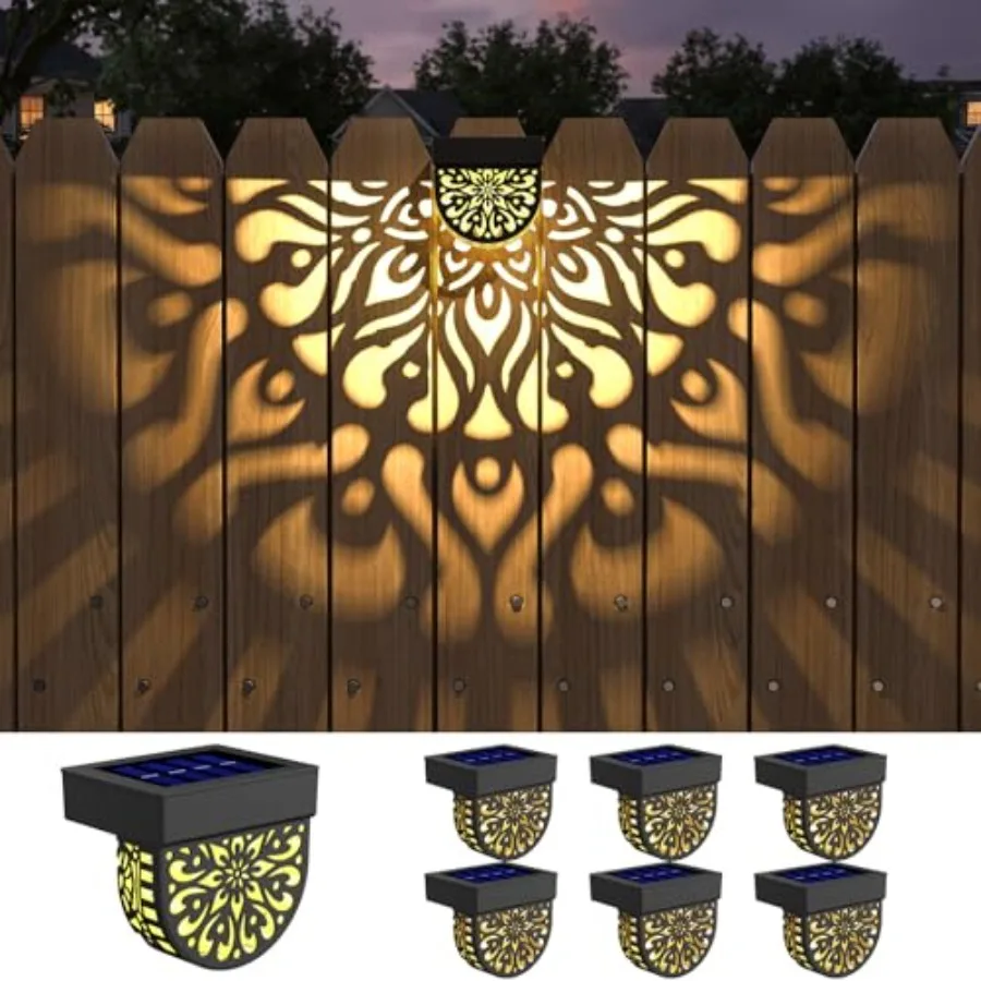 

Solar Fence Lights Outdoor Wall Lights Plastic Solar Powered Deck Step Stair Lights Mandala Theme Waterproof Fence Solar Light