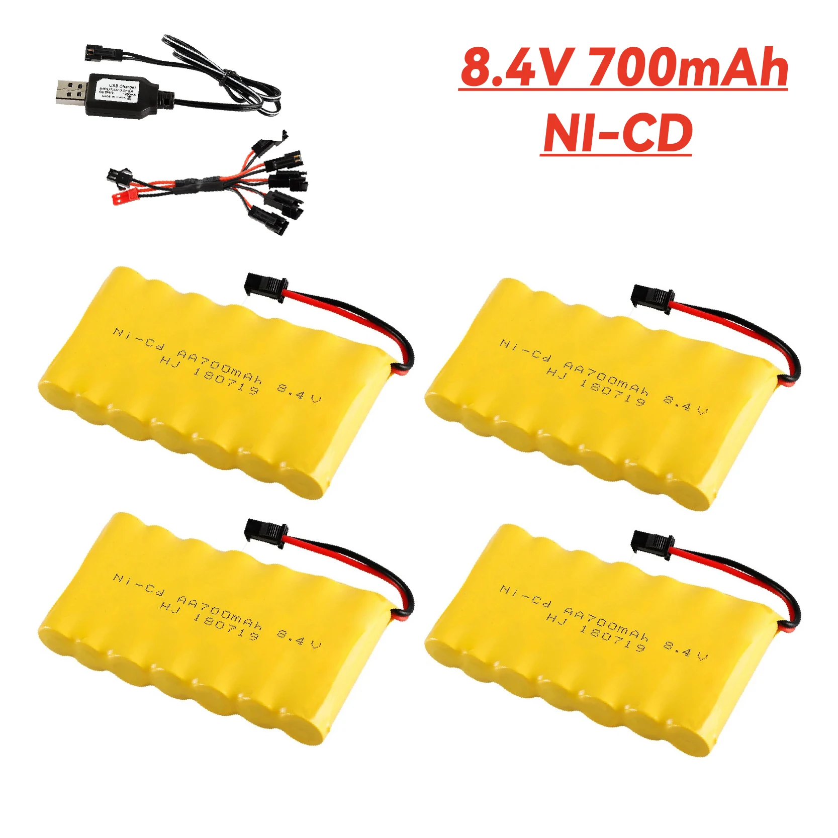 8.4V 700mah NiCD Battery for Rc Toys Cars Tank Truck Robots Guns Boats AA Ni-CD 8.4v Rechargeable Battery Pack