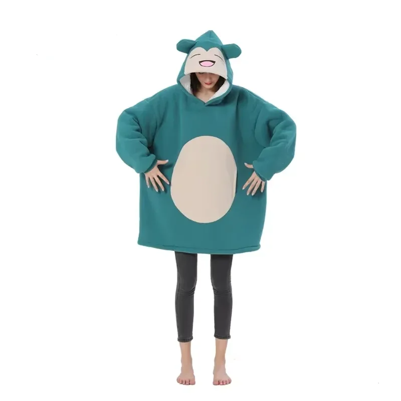 TAKARA TOMY invierno snorlax chaqueta con capucha de dibujos animados mujeres suéter de gran tamaño espesar cálido suave TV Sudadera con capucha ropa de casa