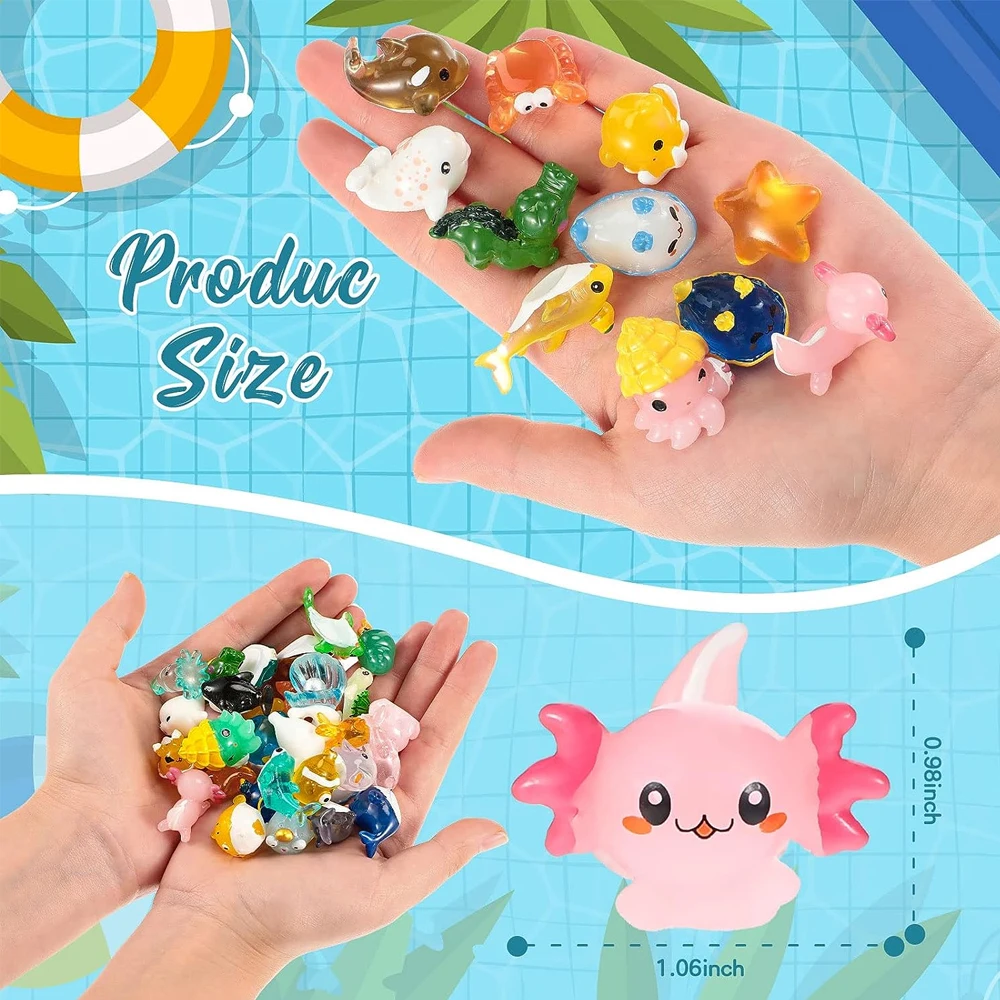 12/24/36Pcs Mixed Tiny Ocean Animals Miniature - Mini Resin Figurines for DIY Crafts Micro Landscape Fairy Garden Decoration