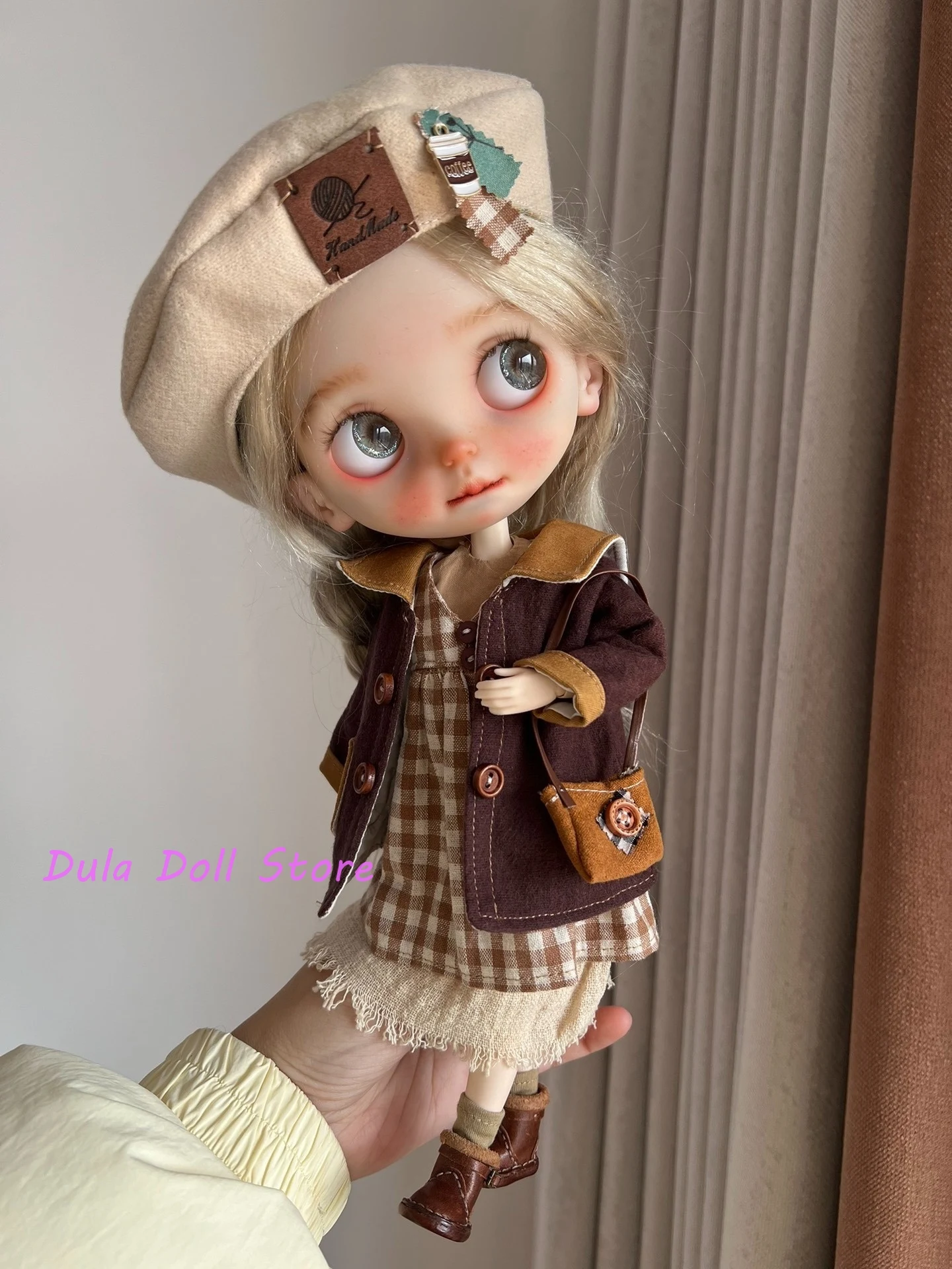 Dula Doll Costume Blythe 2025 Coffee-colored literary and simple baby suit for ob24 ob22 Diandian Azone 1/6 Bjd Doll Accessories