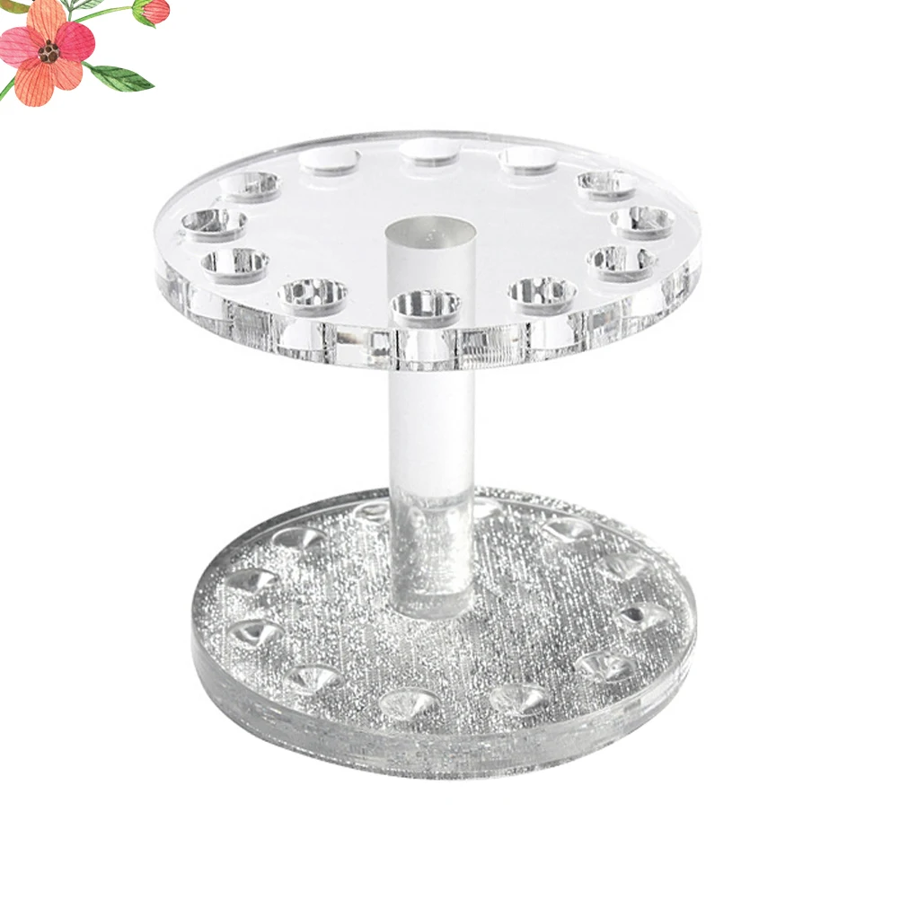 

1pc Round Shaped Nail Art Pen Holder For Uv Gel Brush Nail Art Tool Stand Silver Transparent Durable Portable Organizer Prevents