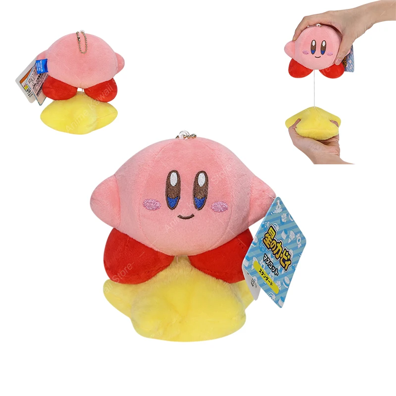 Kirby Anime Chaveiro recheado de pelúcia, mochila escolar, pingente pequeno, boneca dos desenhos animados, acessórios decorativos de aniversário, Natal, estrela, 11-14cm