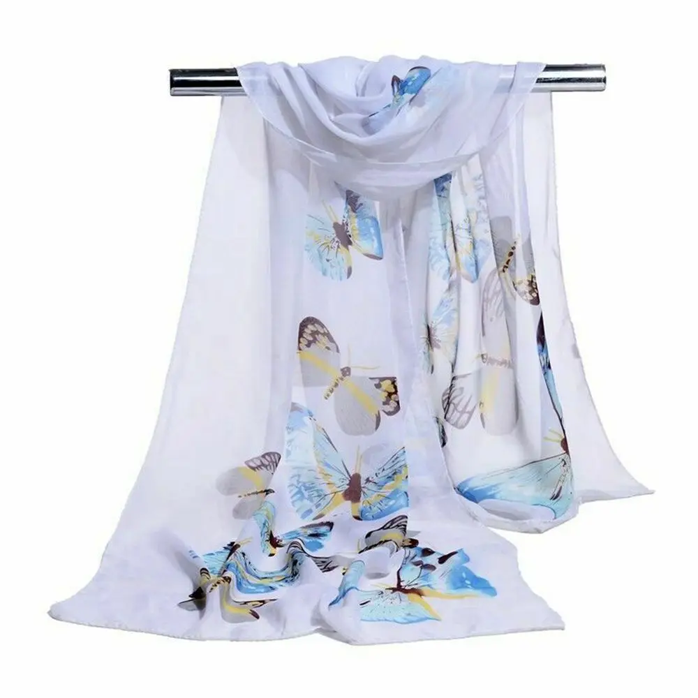 

Women Soft Wrap Fashion Flower Print Long Chiffon Scarf Shawl Silk