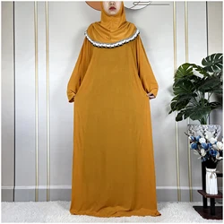 Latest Muslim For Women Ramadan Prayer Garment 2024 Dubai Maxi Turkey Middle East African Abaya Femme Long Sleeved Loose Robe