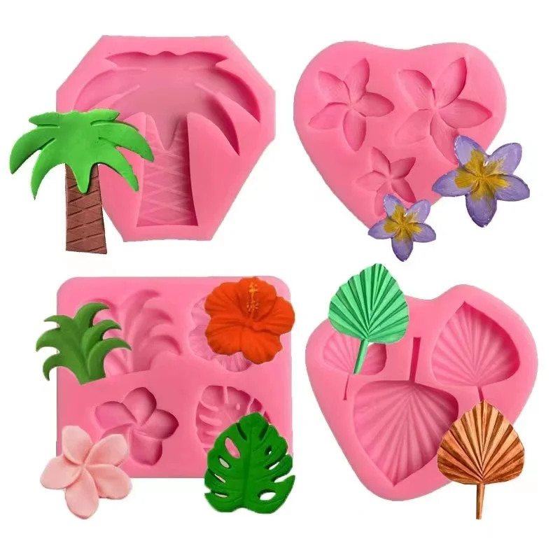 Palm Leaf Silicone Mold Flower Coconut Tree Fan Leaf Resin Tools Cupcake Baking Mould Fondant Cake Decorating Tools