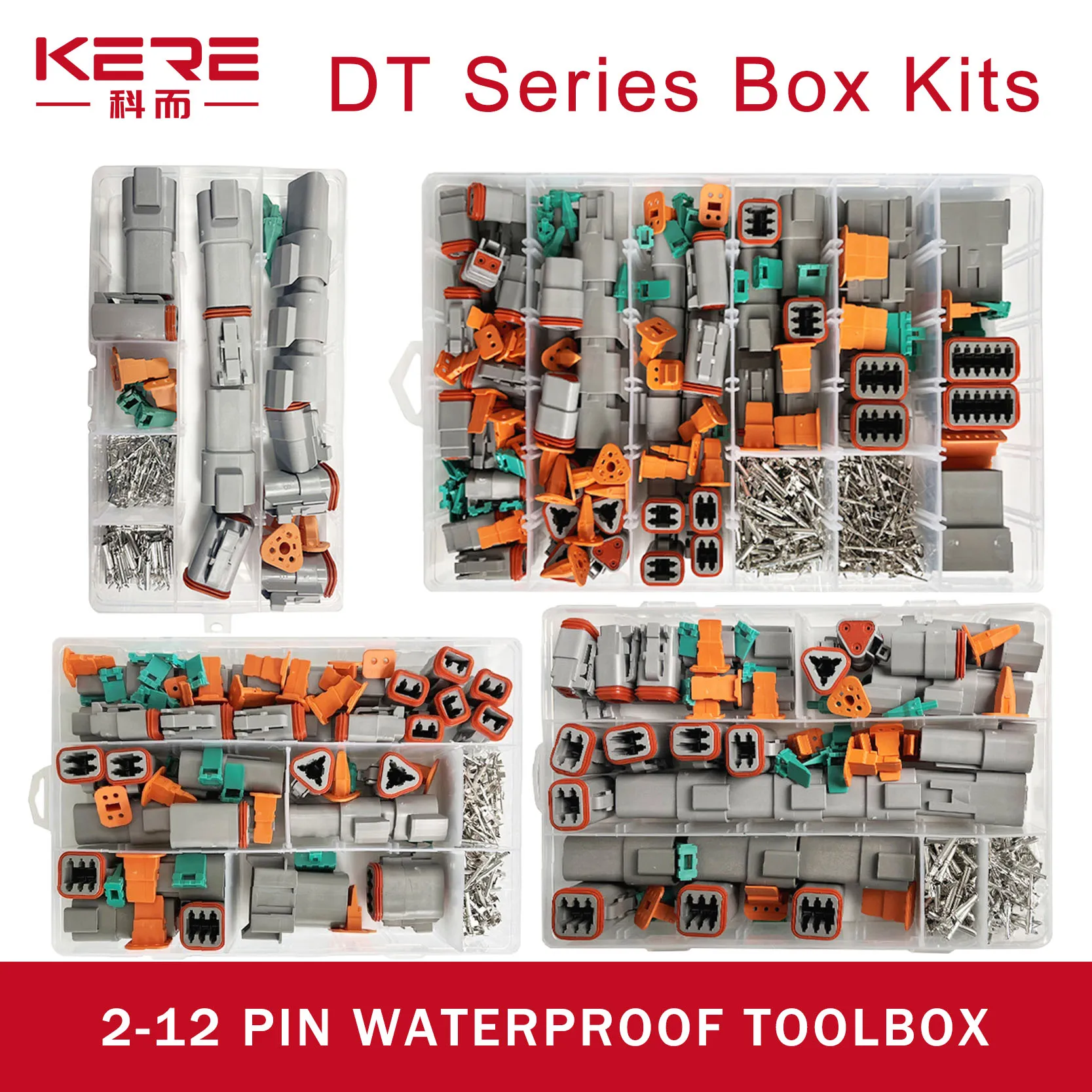 288Pcs Deutsch DT Series Waterproof Wire Connector Kit DT06-2/3/4/6S DT04-2/3/4/6P Automotive Sealed Plug With Pins Box