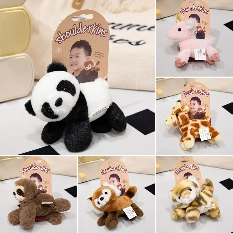 Standing shoulder action figure doll Children's magnetic Shoulder party plush toy giraffe panda Penguin forest animal gift