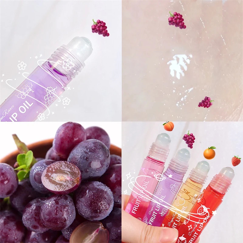 Lip Gloss Cosméticos Fruta Fresca Roll-On Bálsamo, Primer de Maquiagem, Hidratante, Claro, Transparente, Óleo, Longa Duração, Hidratante