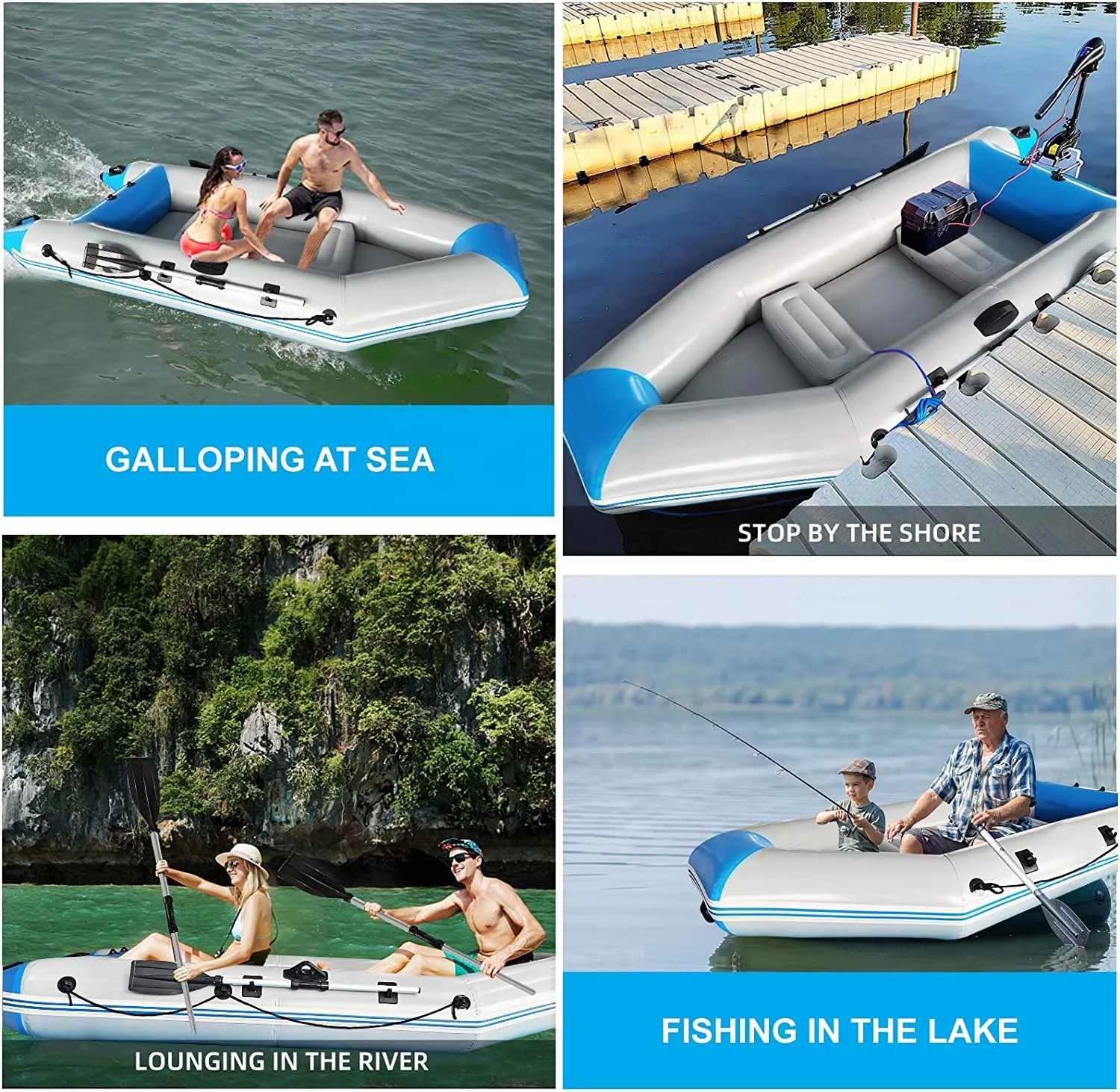 New modern design OEM ODM dinghy inflatable PVC coated fishing boat custom CE certified aluminum boat strap accessories
