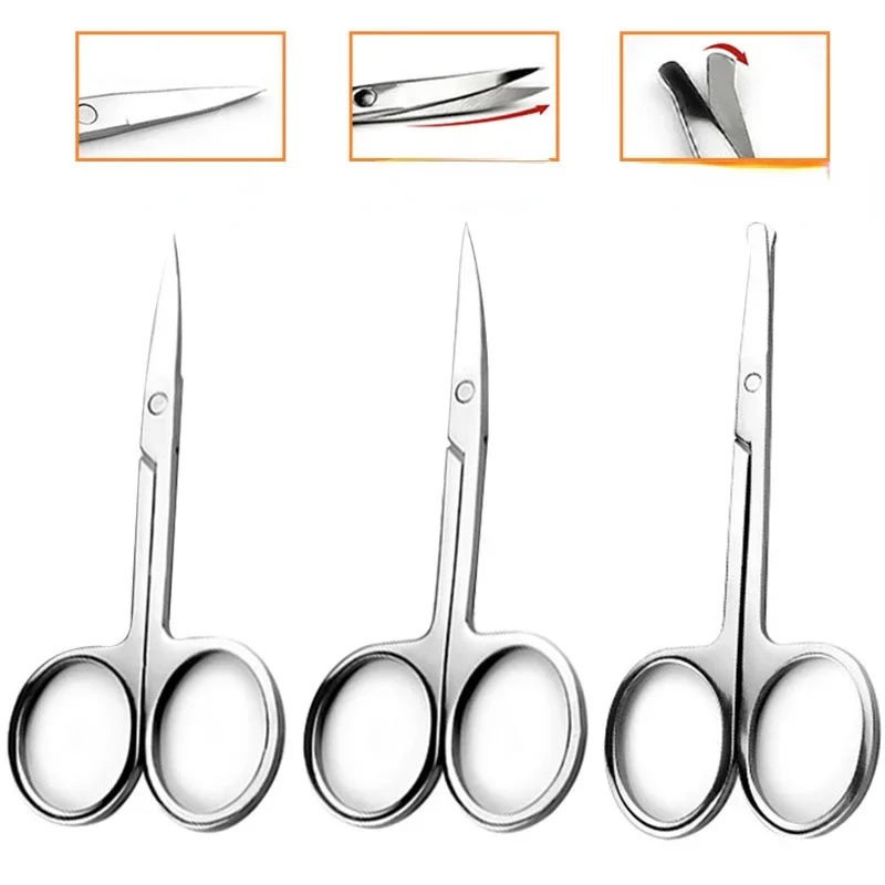 1/3pcs Stainless Steel Blade Cuticle Scissors Curved Tip Thin Clippers Trimmer Dead Skin Remover Eyebrow Scissor Cosmetic Tool