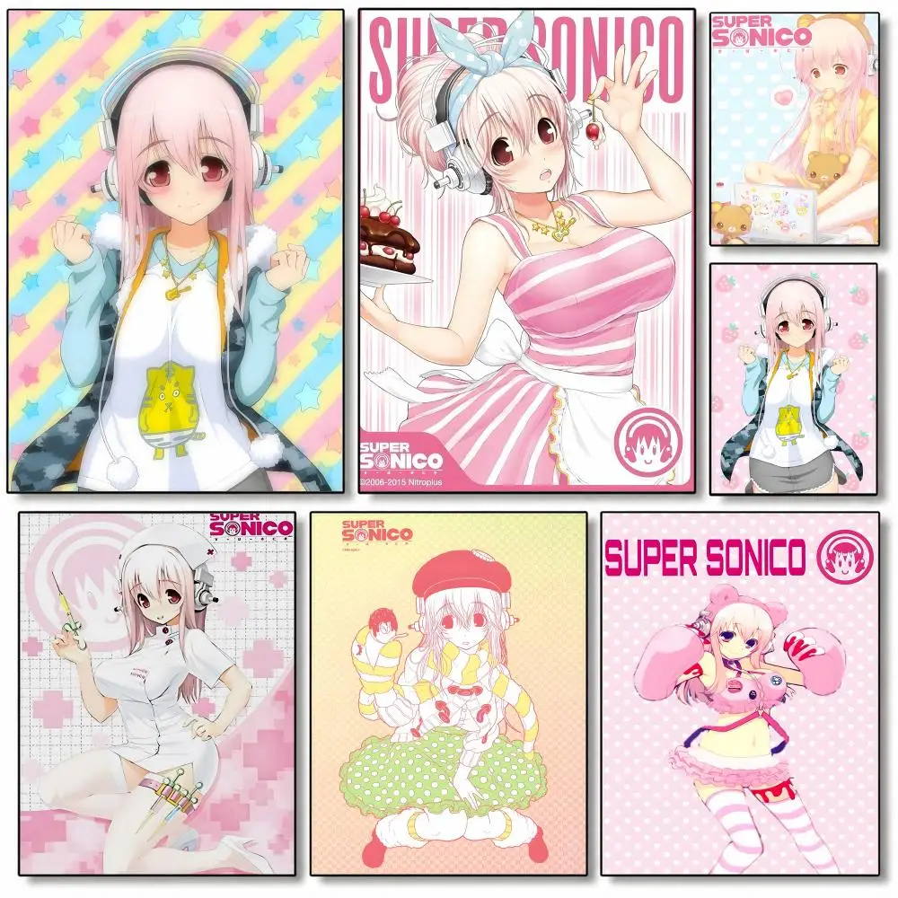 Cute sexy anime characters SUPER SONICO Poster Poster High Quality Wall Art for Home Bedroom Living Hallway Perfect Gift
