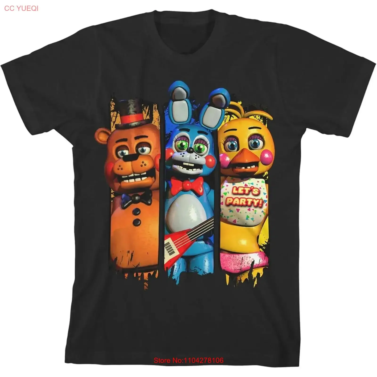 Animatronic Characters Adult Cotton T Shirt Black Horror Theme long or short sleeves vintage Washed Casual Stylish Soft