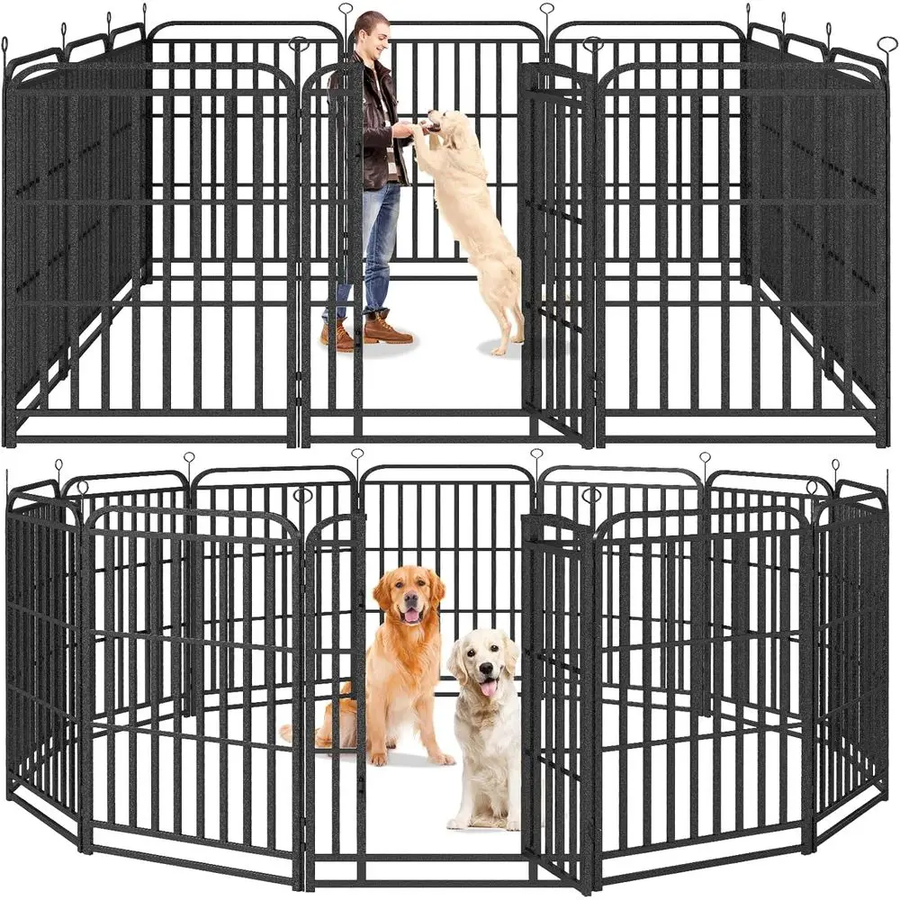 

Portable Heavy-Duty Dog Playpen: 12 Panels, 47 Tall, Reinforced Steel, 57 Sq. Ft., Ideal for RV & Camping
