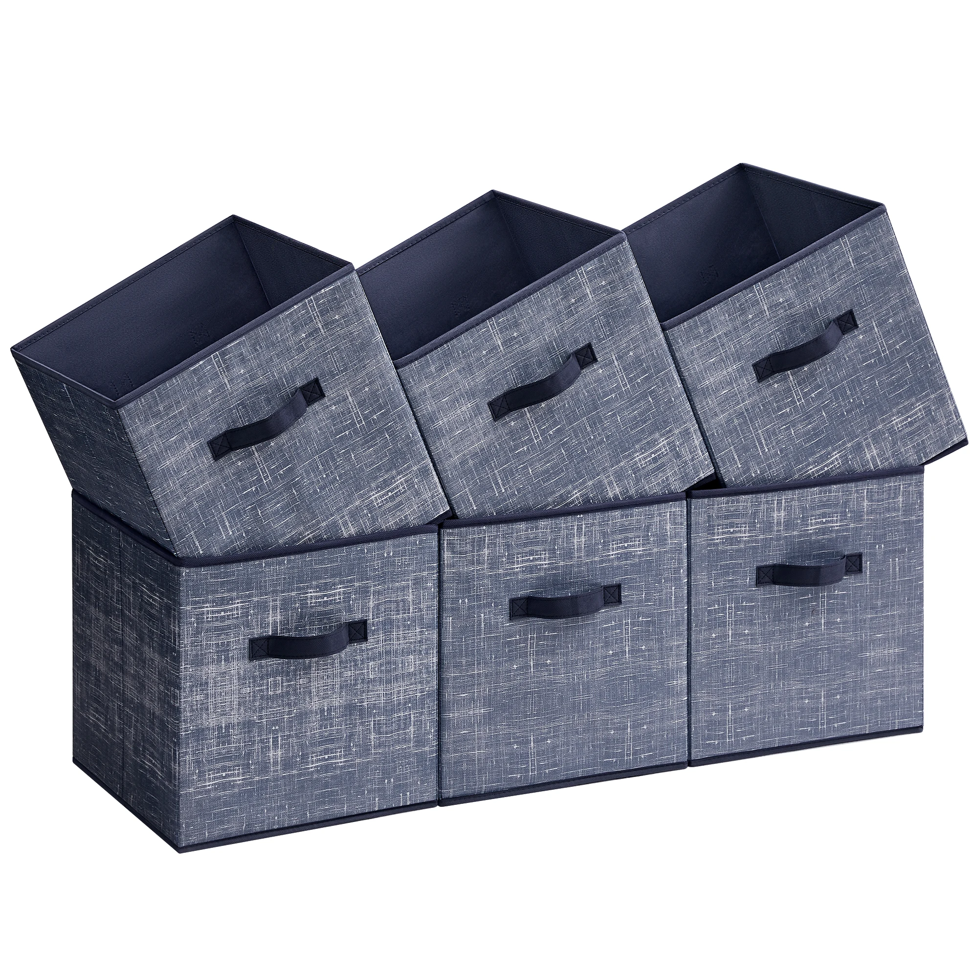 

SONGMICS Storage Cubes, 11.8-Inch Non-Woven Fabric Bins with Double Handles, Set of 6, Closet Organizers for Shelves, Foldable