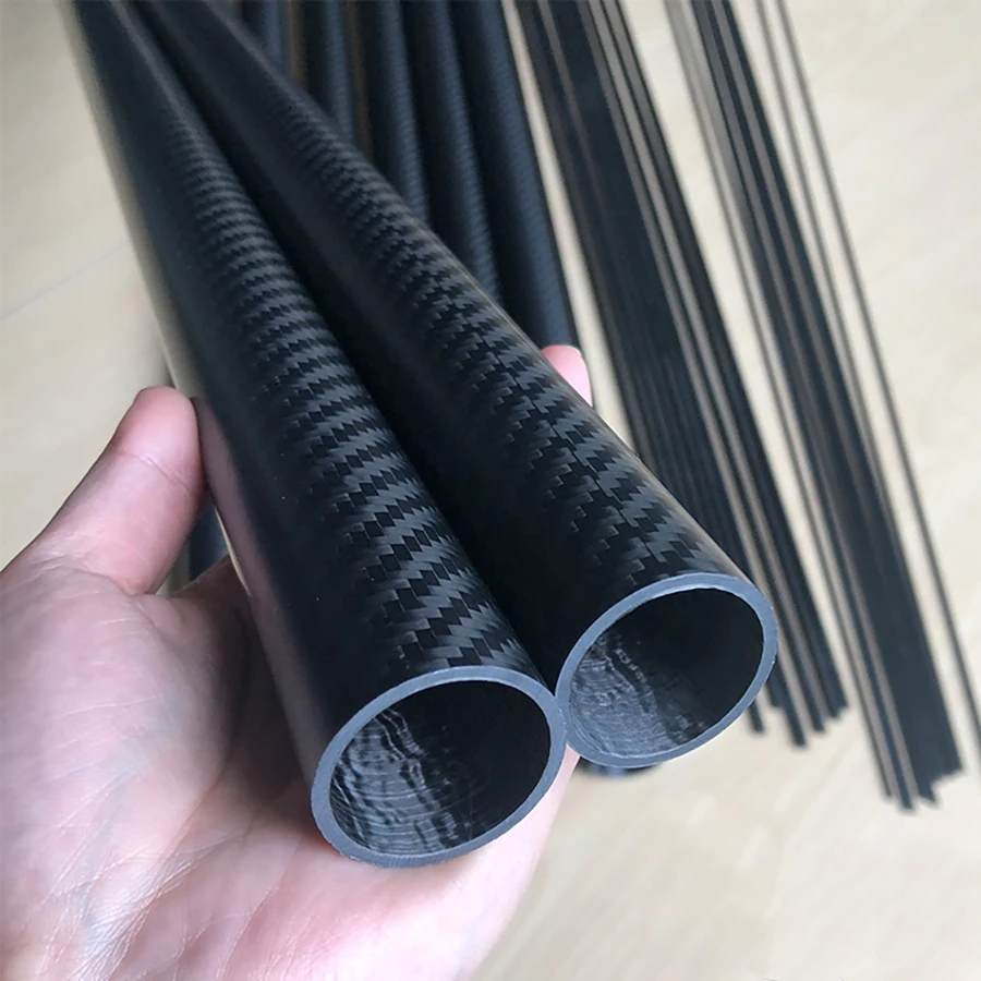 2pcs Carbon Fiber Tube 3KOD 7mm -40mm Length 500mm Carbon Fiber Pipe Thickened Carbon Tube Thickness 1.5mm 2mm Twill Matte