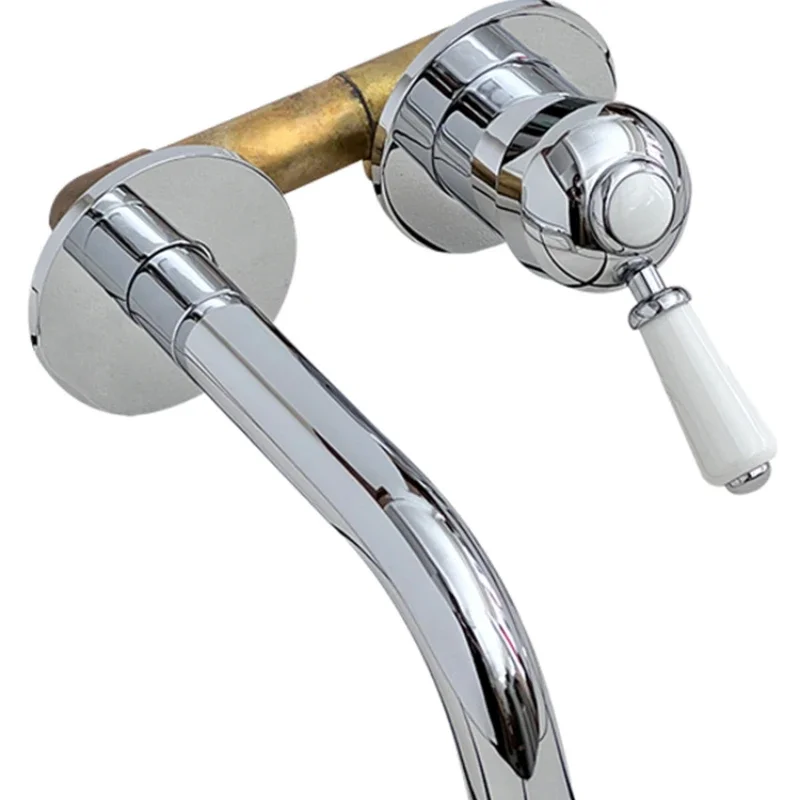 In-wall faucet, concealed ceramic handle, hot and cold retro basin faucet, all copper