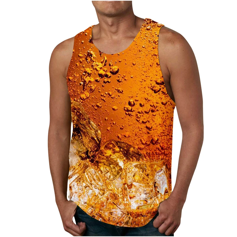 Newest Mens Casual Tank Tops Big And Tall 3D Fashion Beer Festival Print Sleeveless Tee Tshirts Comfy Athletic Party Blouse Top