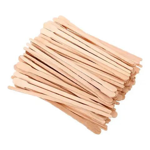 100PCS 나무 왁싱 스틱 애플리케이터 왁스 스틱 주걱 제모 바디 왁스 애플리케이터