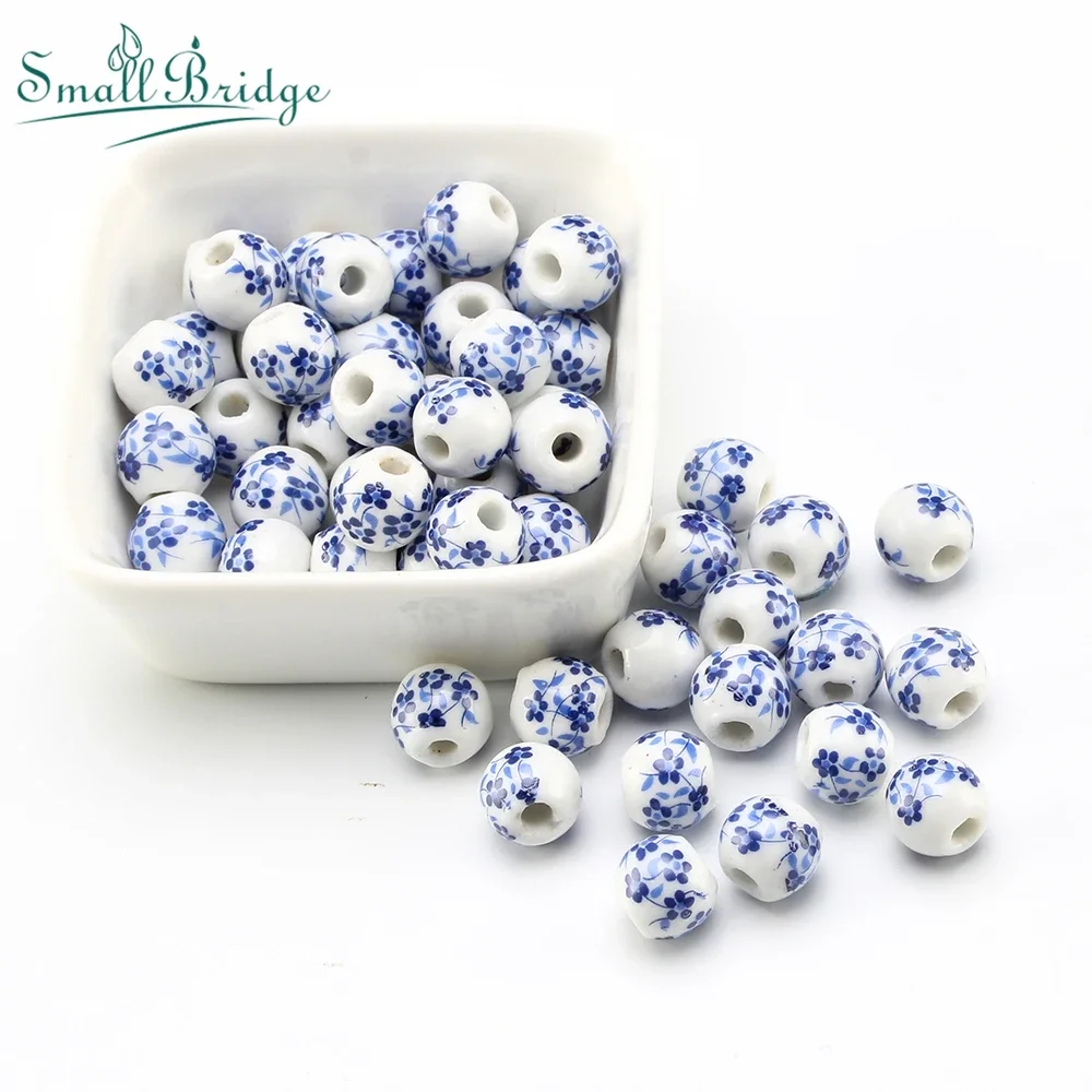 8 10MM Retro Color Ceramic Beads For Bracelet Jewelry Making DIY Accessories Applique Round Smooth Pattern Porcelain Bead Crafts