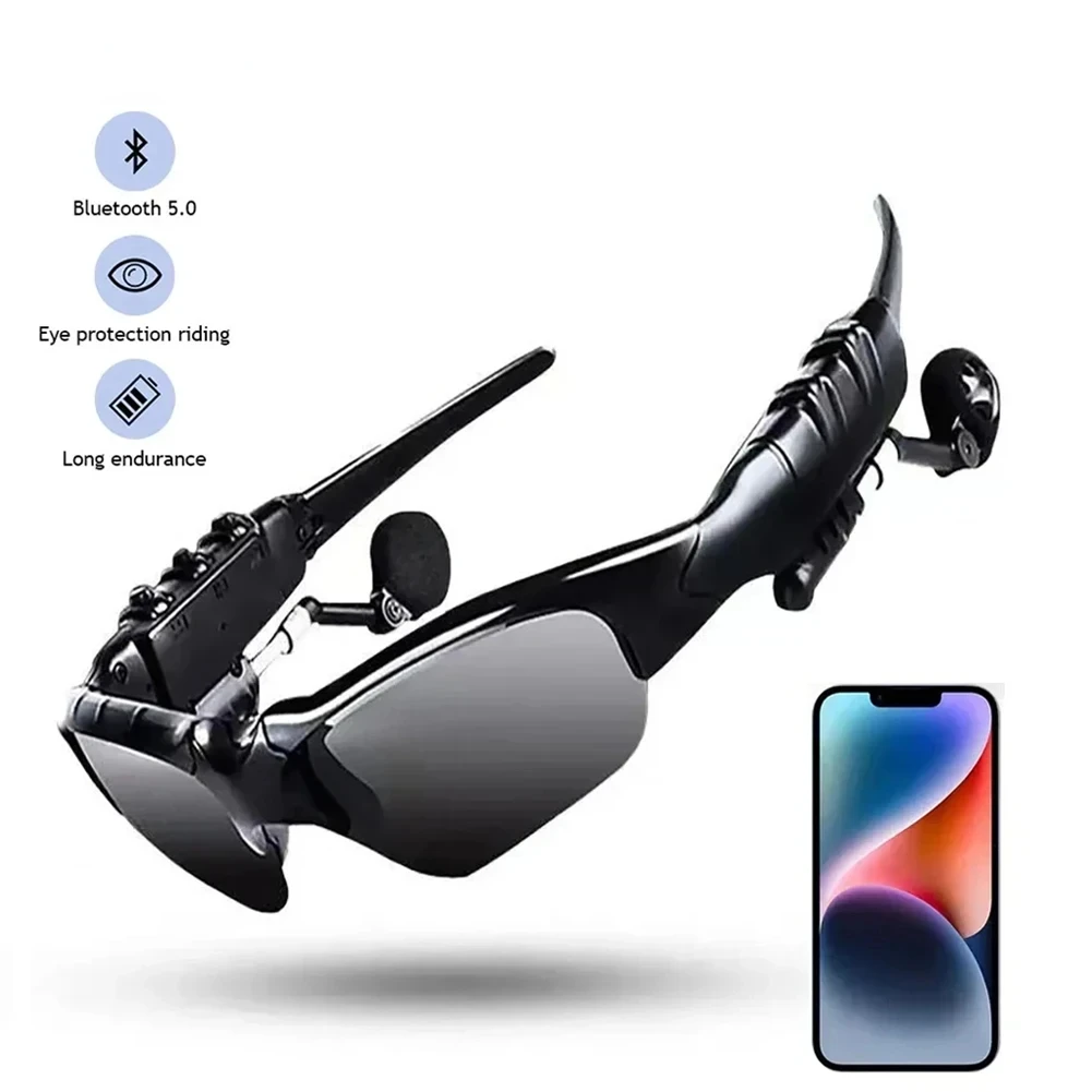 Toptrek Sports Stereo Wireless Bluetooth Cycling Sunglasses 5.0 Headset Phone Polarized Driving Sunglasses Riding Eyes Glasses