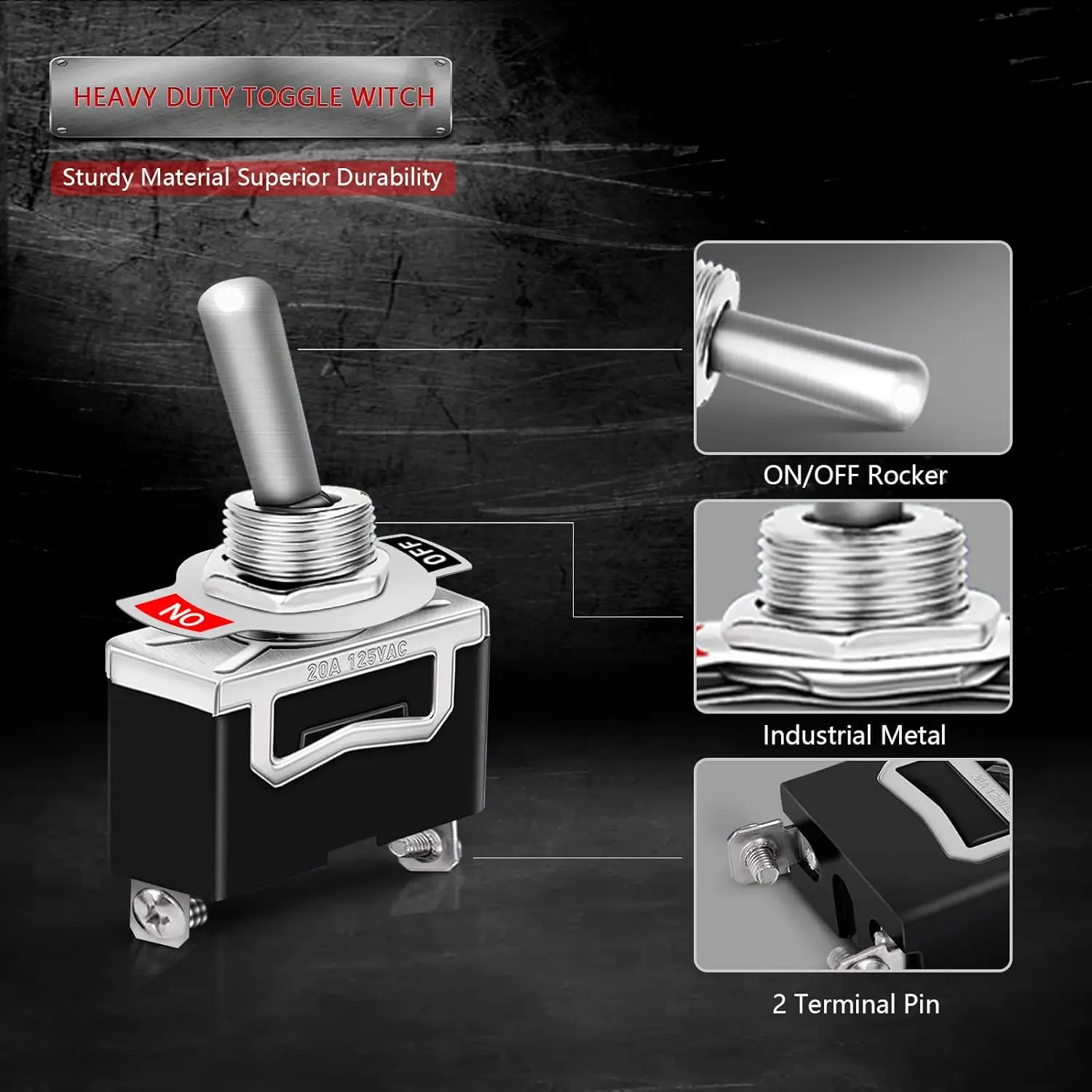 8 Pack 2 Pin ON Off SPST Car Rocker Switches 20A 12V Heavy Duty Waterproof Toggle Switch