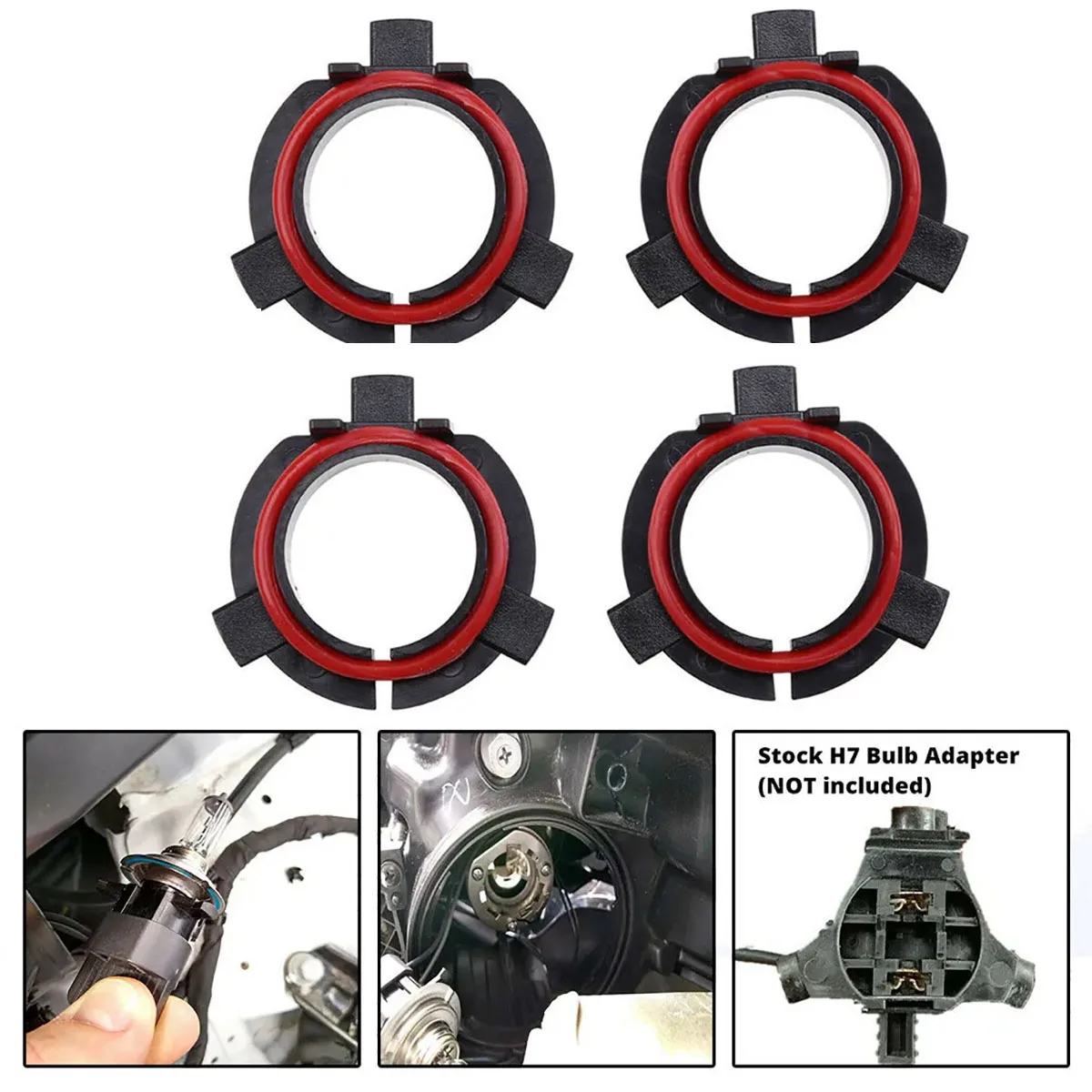 

4Pcs H7 LED Car Headlight Bulbs Lamp Holder Adapter Black Retainer Case Socket H7 Holder Base Auto LED Bulb Base Socket Adapter