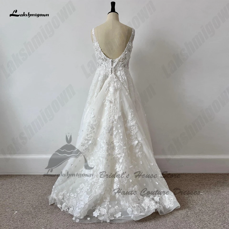 Lakshmigown-vestidos de casamento princesa, apliques de renda, vestidos de noiva vintage, decote quadrado, 2023