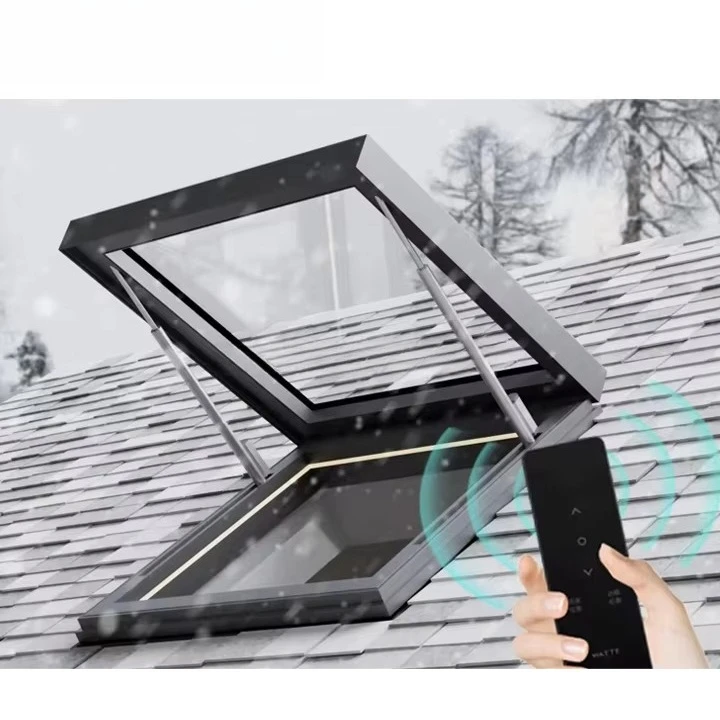 Custom-designed top-hanging roof sunroof Insulated aluminum Double tempered glass Smart opening Flat roof Attic sunroof